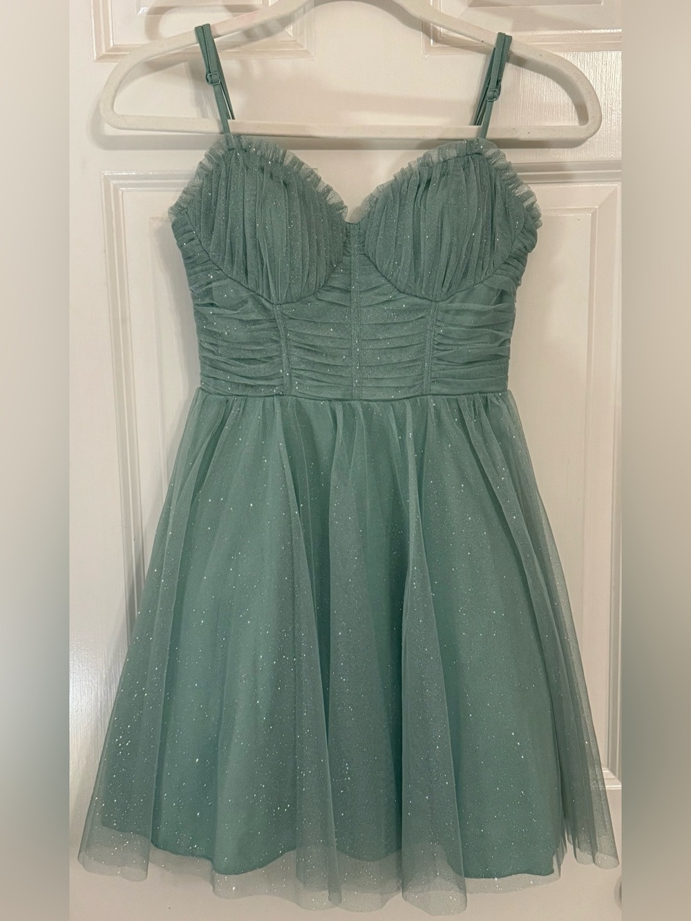 City Studio size 0 sage green sparkly tulle dress